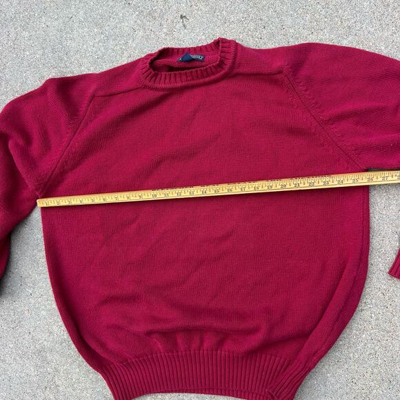 Vintage 90s Lands' End Maroon Red Knit Crewneck Sweater Mens XL TALL - Picture 6 of 8